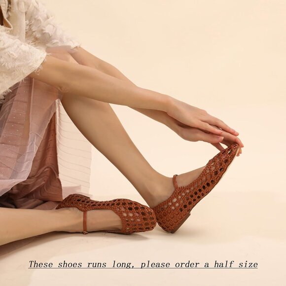 Woven Mesh Ballerina Flats with Secure Buckle Strap - Versatile for Any Occasion - Picture 3 of 6